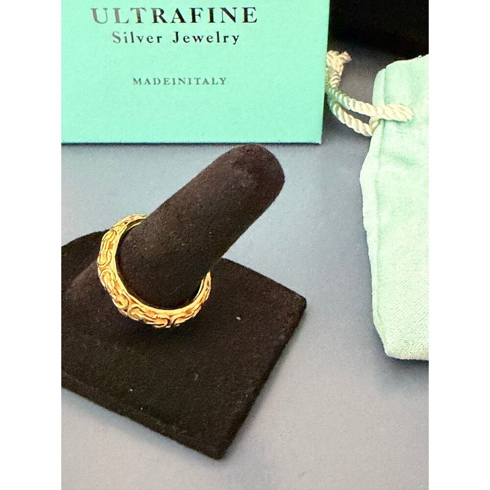 UltraFine 950 Silver gold plated 5mm Byzantine Ring size 6 - Picture 5 of 8
